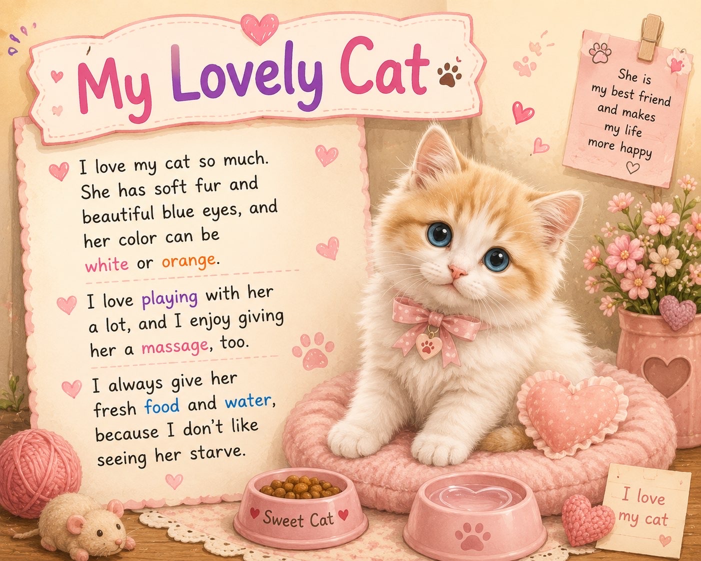 كتابة جنى بعنوان My Lovely Cat